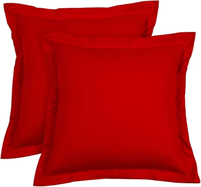 Convenient Euro Sham Covers 26×26 Set of 2 Red 600 Thread Count Egyptian Cotton Pack of 2 Euro 26×26 Pillow Covers Cushion Cover Cases Soft Skin Friendly European Size Decorative Square Pillow Shams Luxury