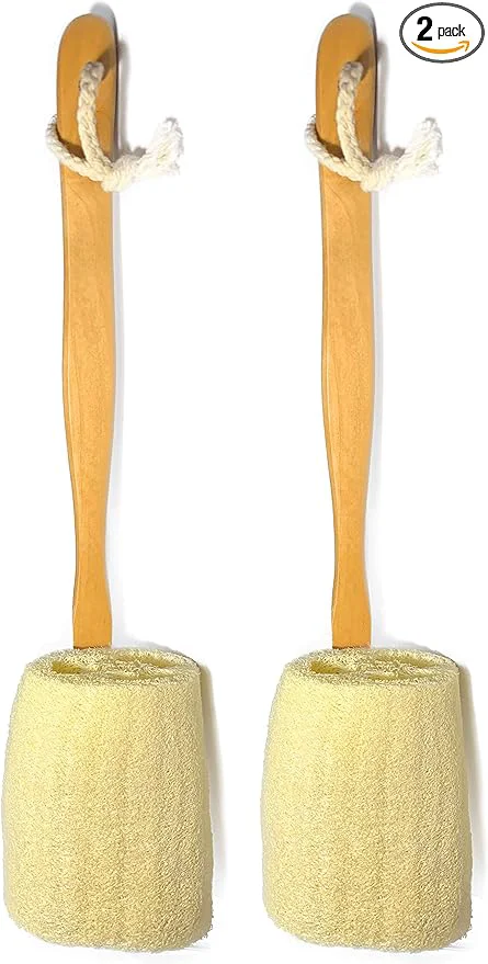 Smooth 2 Pack Natural Exfoliating Loofah luffa loofa Bath Brush On a Stick Minimalist