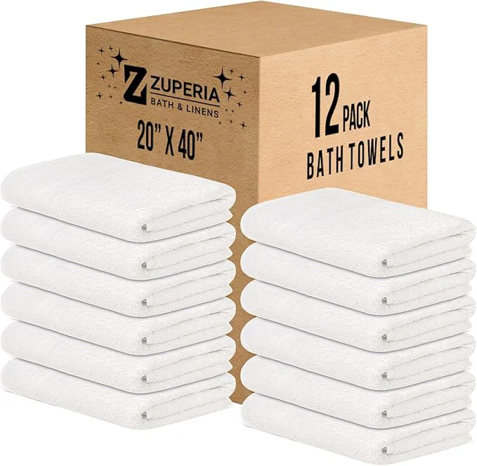 Fast ZUPERIA White Bath Towels Bulk 12 Pack Optimized