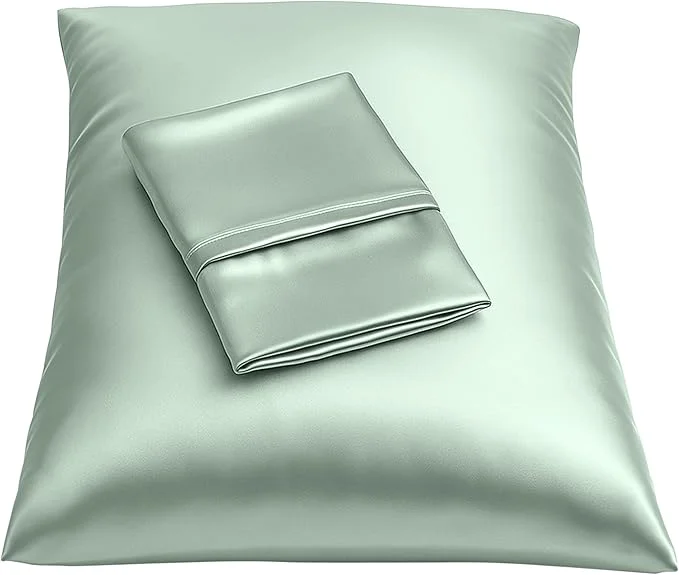 Carefully Designed BLISSFORD Satin Pillowcase with Zipper for Hair and Skin Care Feels Soft and Cool Like a Silk Pillowcase Satin Pillow Cases 2 Pack Slik Pillow Cover Mint – Queen Size Set of 2 Advanced