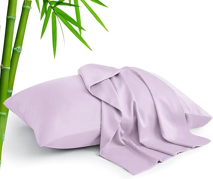 Versatile BEDELITE King Size Pillow Cases Set of 2 Rayon Derived from Bamboo Cooling Pillow Cases for Hot Sleepers amp Night Sweats Breathable and Silky Soft Envelope Pillowcases Light Purple 20 quot x36 quot Premium Material