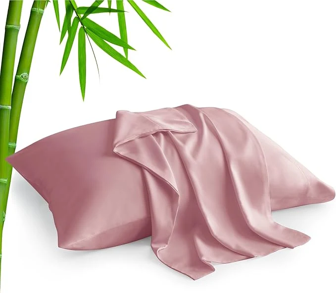 Artisan BEDELITE Pillow Cases Standard Size Set of 2 Rayon Derived from Bamboo Cooling Pillow Cases for Hot Sleepers amp Night Sweats Breathable and Silky Soft Envelope Pillowcases Rose Pink 20 quot x26 quot Detailed