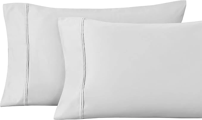 Prestigious Superior 1200-Thread Count Egyptian Cotton Solid Pillowcase Set Platinum King Eco-Friendly