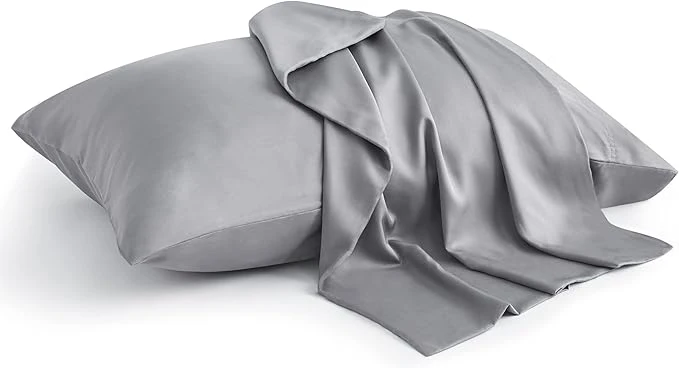 Minimalist BEDELITE Pillow Cases Standard Size Set of 2 Rayon Derived from Bamboo Cooling Pillow Cases for Hot Sleepers amp Night Sweats Breathable and Silky Soft Envelope Pillowcases Silver Grey 20 quot x26 quot Versatile