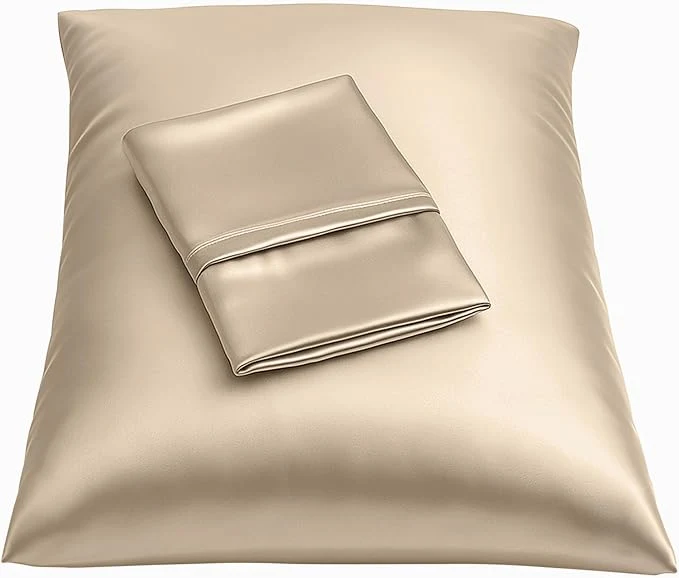 Elite BLISSFORD Satin Pillowcase with Zipper for Hair and Skin Care Feels Soft and Cool Like a Silk Pillowcase Satin Pillow Cases 2 Pack Slik Pillow Cover Taupe – Standard Size Set of 2 Casual