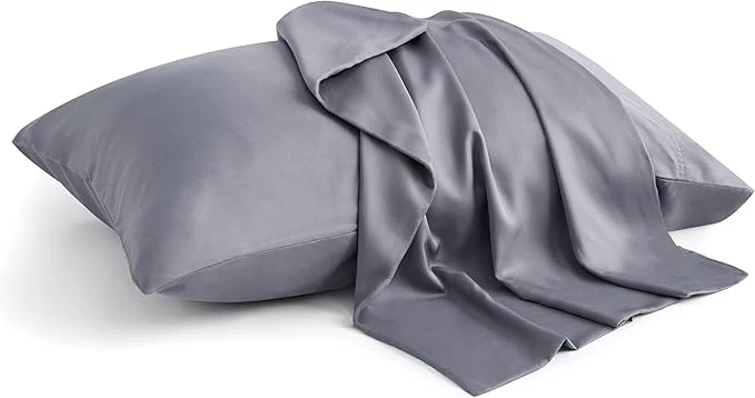 Natural BEDELITE King Size Pillow Cases Set of 2 Rayon Derived from Bamboo Cooling Pillow Cases for Hot Sleepers amp Night Sweats Breathable and Silky Soft Envelope Pillowcases Grey 20 quot x40 quot Original