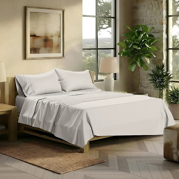 Versatile TEXAS LINEN CO. Egyptian Cotton Sheets King Size – 2000 Series Luxury King Bed Sheet Set Silky Soft Cooling Sateen Weave 17 Extra Deep Pocket Hotel Collection Sheets 4 Pc Light Grey Professional