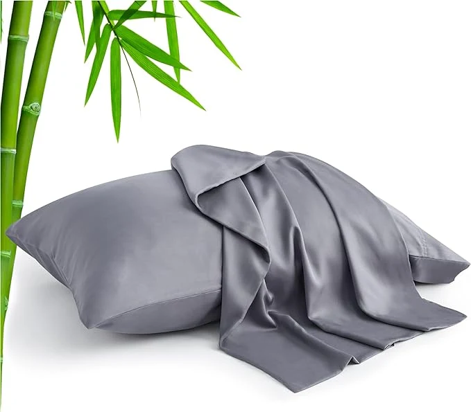 Solid BEDELITE King Size Pillow Cases Set of 2 Rayon Derived from Bamboo Cooling Pillow Cases for Hot Sleepers amp Night Sweats Breathable and Silky Soft Envelope Pillowcases Grey 20 quot x36 quot Advanced
