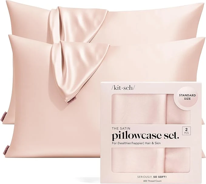User-Friendly Kitsch Satin Pillowcase with Zipper for Hair amp Skin – Softer Than Silk Pillow Cases Smooth Cooling Satin Pillow Case Wrinkle- Machine Washable – Pillow Cases Standard Size 19×26 – Blush 2pcs High-Grade
