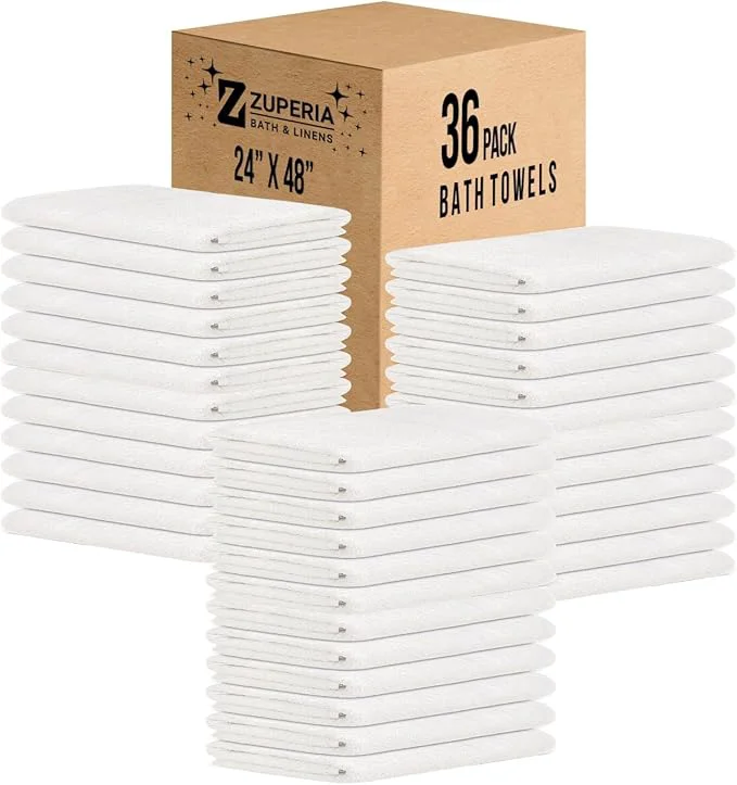 Optimized ZUPERIA White Bath Towels Bulk 36 Pack User-Friendly