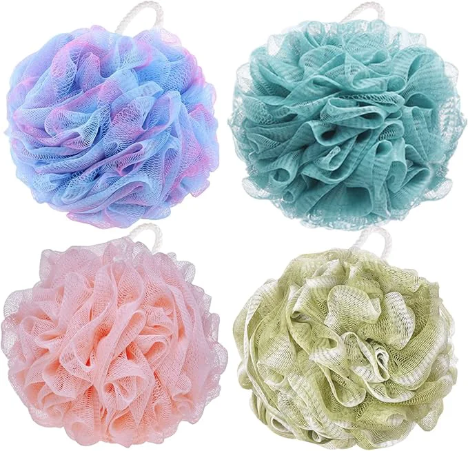 Premium BTYMS Large Loofah Sponge Shower Scrunchies Puff 75g pc Mesh Pouf Bath Loofa Exclusive