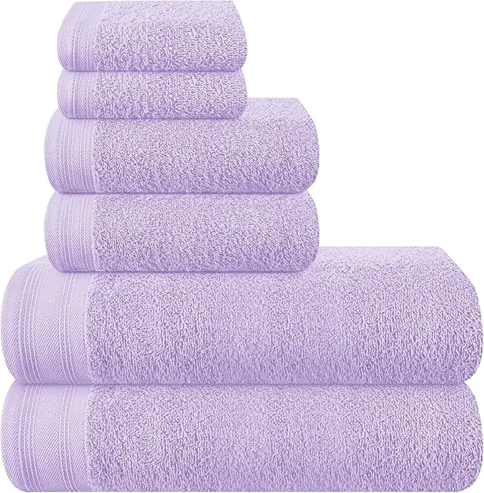 Unique Ultra Soft 6 Pack Cotton Towel Set Contains 2 Bath Towels 28×55 inch 2 Hand High-Quality
