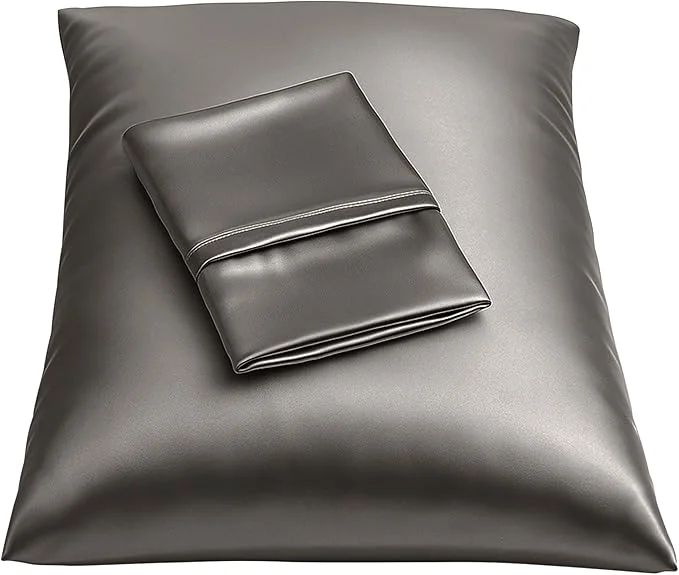 Contemporary BLISSFORD Satin Pillowcase with Zipper for Hair and Skin Care Feels Soft and Cool Like a Silk Pillowcase Satin Pillow Cases 2 Pack Slik Pillow Cover Dark Grey – King Size Responsible