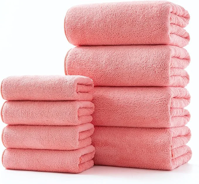 Clean Lumimi Towel Set of 8 Very Soft Microfiber 4 Bath and 4 Hand Towels Quick Dry Organic