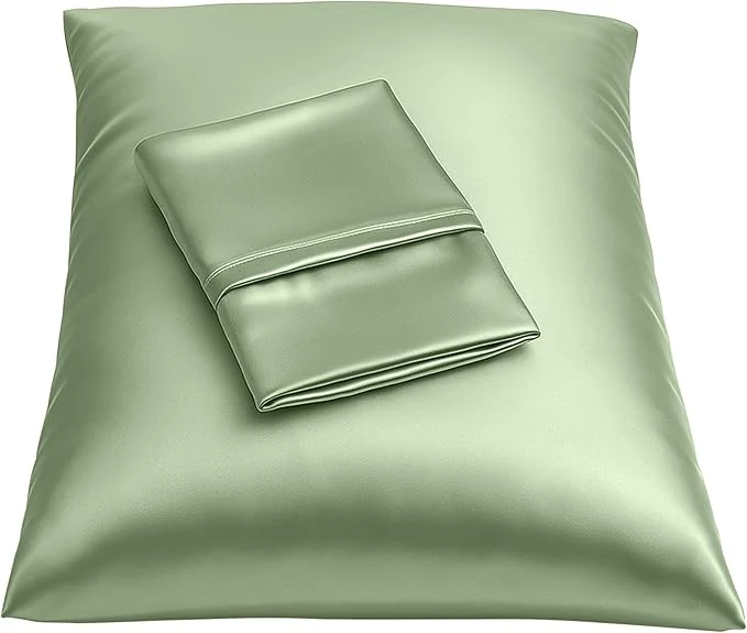Traditional BLISSFORD Satin Pillowcase with Zipper for Hair and Skin Care Feels Soft and Cool Like a Silk Pillowcase Satin Pillow Cases 2 Pack Slik Pillow Cover Sage Green – Queen Size – Set of 2 Enhanced