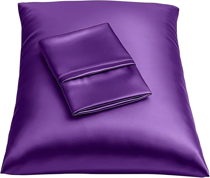Dependable BLISSFORD Purple Satin Pillowcase with Zipper for Hair and Skin Care Feels Soft and Cool Like a Silk Pillowcase Satin Pillow Cases 2 Pack Slik Pillow Cover Grape Purple King Size – Set of 2 Stylish