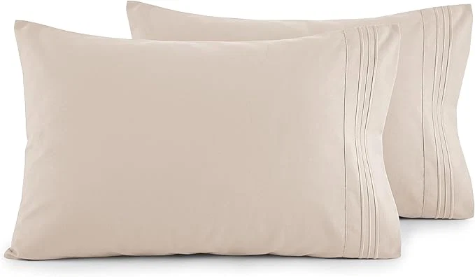 Innovative Elegant Comfort Luxury Ultra-Soft 2-Piece Pillowcase Set – 1500 Premium Hotel Quality Microfiber Double Brushed – Wrinkle Resistant Standard Queen Cream Tan Fine Crafted