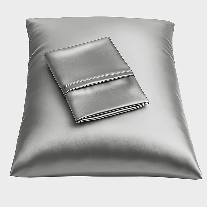 Reliable BLISSFORD Satin Pillowcase with Zipper for Hair and Skin Care Feels Soft and Cool Like a Silk Pillowcase Satin Pillow Cases 2 Pack Slik Pillow Cover Grey King Size Set of 2 Excellent