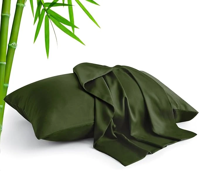 Luxury BEDELITE King Size Pillow Cases Set of 2 Rayon Derived from Bamboo Cooling Pillow Cases for Hot Sleepers amp Night Sweats Breathable and Silky Soft Envelope Pillowcases Olive Green 20 quot x36 quot Pure