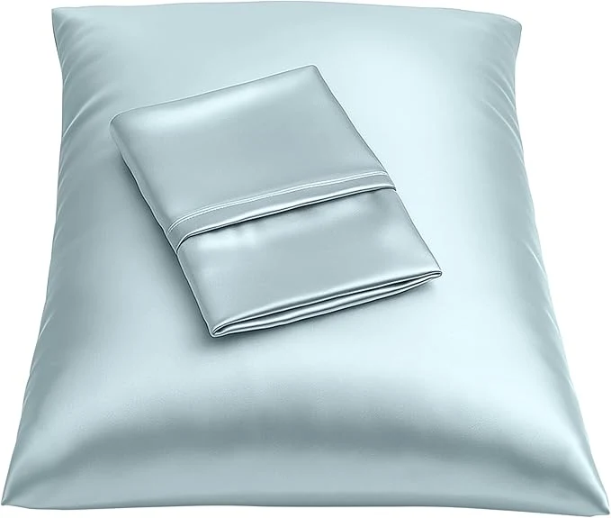 Fashionable BLISSFORD Satin Pillowcase with Zipper for Hair and Skin Care Feels Soft and Cool Like a Silk Pillowcase Satin Pillow Cases 2 Pack Slik Pillow Cover Baby Blue – Standard Size Set of 2 Crafted
