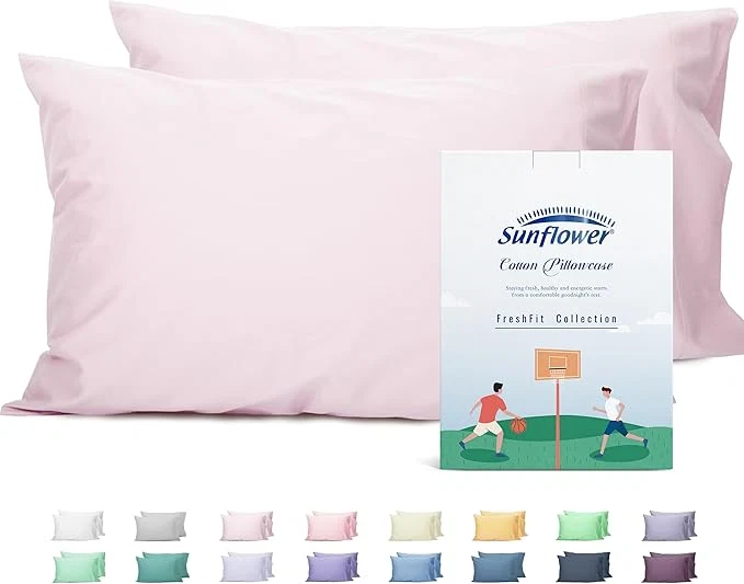 Certified Sunflower King Pillowcases Set of 2 Cotton King Pillow Cases 2 20×40 inches Light Pink Soft and Breathable Functional