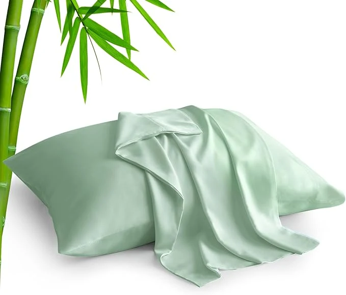 Smooth BEDELITE King Size Pillow Cases Set of 2 Rayon Derived from Bamboo Cooling Pillow Cases for Hot Sleepers amp Night Sweats Breathable and Silky Soft Envelope Pillowcases Mint Green 20 quot x36 quot Eco-Friendly
