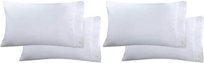 Pure Elegant Comfort Luxury Ultra-Soft Pillowcase Set – 1500 Premium Hotel Quality Microfiber Double Brushed – Wrinkle Resistant Standard Queen White 2 Count Pack of 2 First-Class