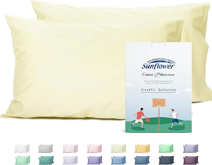 Outstanding Sunflower Queen Pillowcases Set of 2 Cotton Queen Pillow Cases 2 20×30 inches Cream Soft and Breathable Advanced