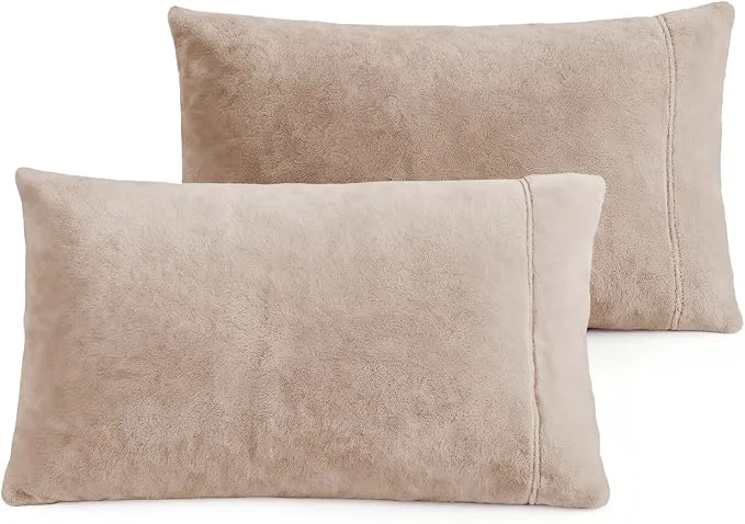 Top-Quality Velvet Queen Pillowcases Standard Size of 2 Pack Ultra Soft Breathable Pillow Cases with Flap Closure for Bed Luxury Fuzzy Warm Flannel Velvet Pillow Covers No Insert Queen 20×30 Taupe Healthy