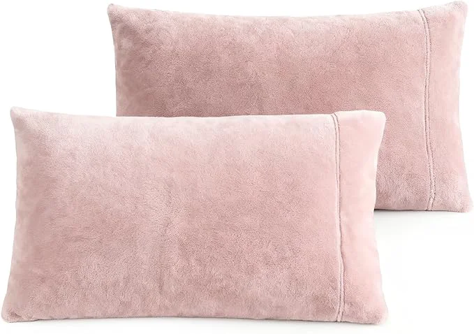 Dependable Velvet Queen Pillowcases Standard Size of 2 Pack Ultra Soft Breathable Pillow Cases with Flap Closure for Bed Luxury Fuzzy Warm Flannel Velvet Pillow Covers No Insert Queen 20×30 Light Mauve Environmentally Friendly
