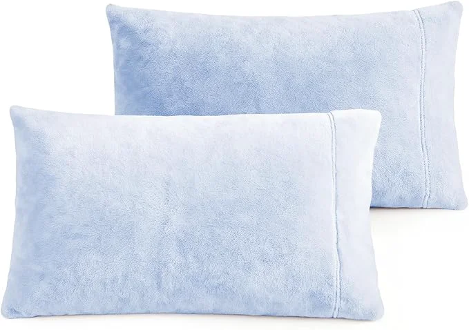Specialty Velvet Queen Pillowcases Standard Size of 2 Pack Ultra Soft Breathable Pillow Cases with Flap Closure for Bed Luxury Fuzzy Warm Flannel Velvet Pillow Covers No Insert Queen 20×30 Baby Blue Optimized