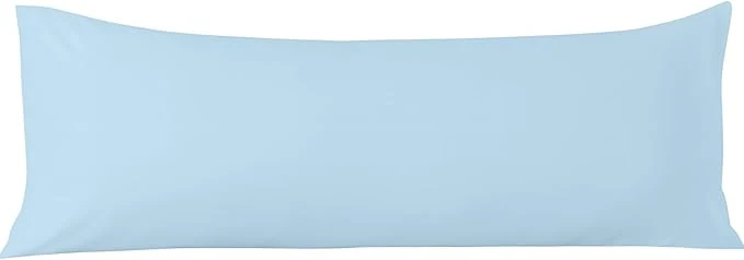 Luxury Comfort Beddings Body Pillowcase Organic Cotton 600 Thread Count Sateen Soft Cooling Light Blue 1-Pack Hidden Zipper Closure Hotel Quality Fade amp Shrink Resistant 20 x 60 Inches