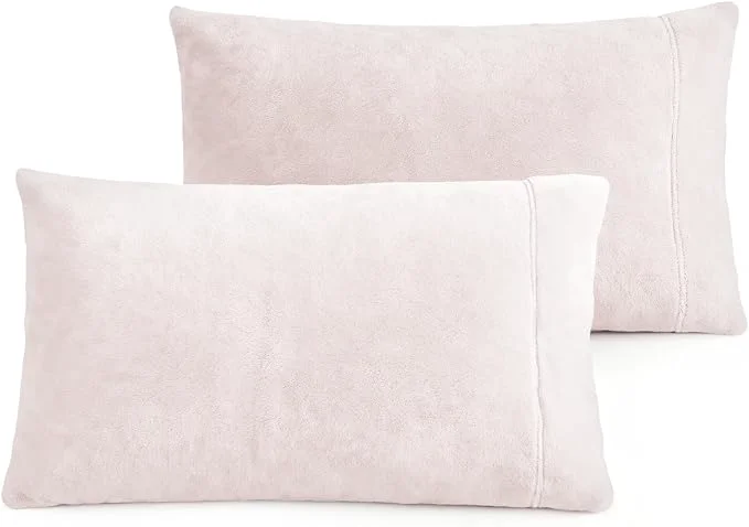 Fashionable Velvet Pillowcases King Size of 2 Pack Ultra Soft Breathable King Pillow Cases with Flap Closure for Bed Luxury Fuzzy Warm Flannel Velvet Pillow Covers No Insert King 20×40 in Light Soft Pink Reliable