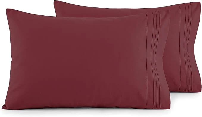 Verified Elegant Comfort Luxury Ultra-Soft 2-Piece Pillowcase Set – 1500 Premium Hotel Quality Microfiber Double Brushed – Wrinkle Resistant Standard Queen Burgundy Relaxed