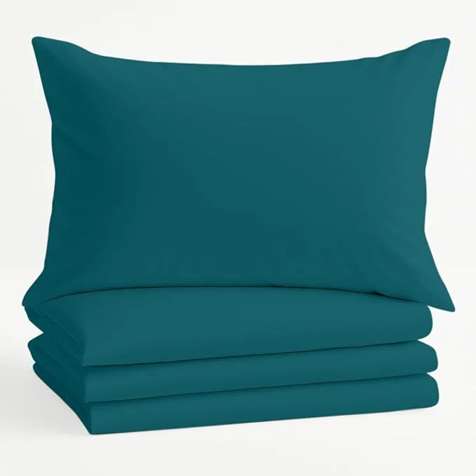 Selected Comfort Beddings King Pillowcases Set of 4 – Organic Cotton 600 Thread Count Sateen Soft amp Comfy Pillow Covers with Envelope Closure Teal King Size 20 x 40 Inches Optimized