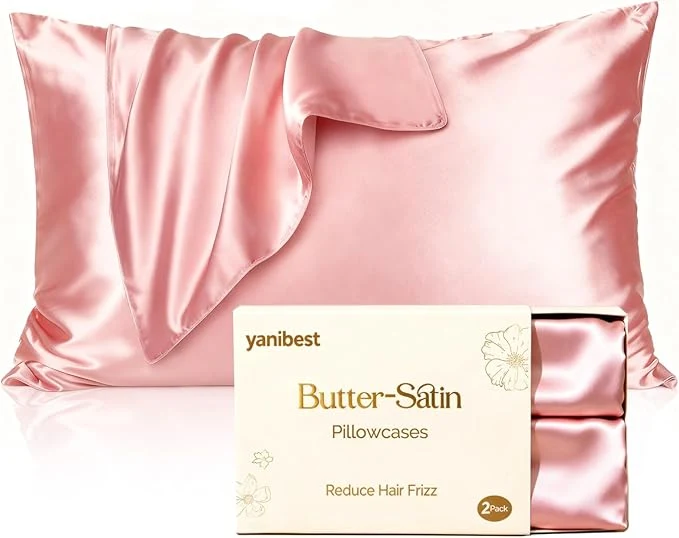 Certified Yani Satin Pillowcase King Size Pillow Cases Set of 2 – Silk Pillow Cases for Hair and Skin with Zipper Silk Pillow Cases King for 20 quot x40 quot Exquisite Packaging for Women Men Solid