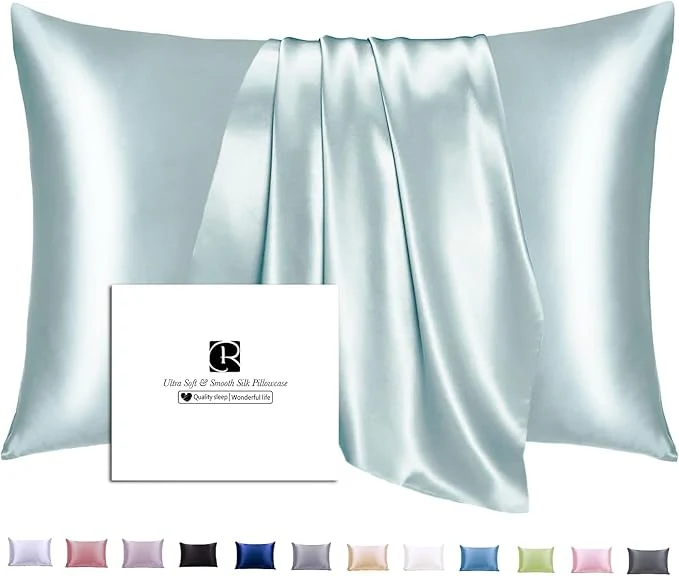 Secure Ravmix Silk Pillow Cases with Zipper 21momme Mulberry Silk Pillowcase for Hair Skin Health Soft Smooth Breathable Cool Pillow Cover for Beauty Sleep with Gift Box 1PC Queen 20 quot x30 quot Aqua Green Enhanced
