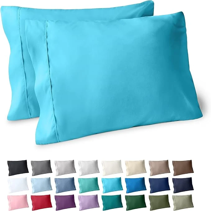 Original Design Bare Home Microfiber Pillow Cases – King Size Set of 2 – Cooling Pillowcases – Double Brushed – Aqua Pillowcases 2 Pack – Easy Care King Pillowcase Set of 2 Aqua Expertly Made