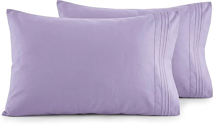 High-Quality Elegant Comfort Luxury Ultra-Soft 2-Piece Pillowcase Set – 1500 Premium Hotel Quality Microfiber Double Brushed – Wrinkle Resistant King Size Lilac
