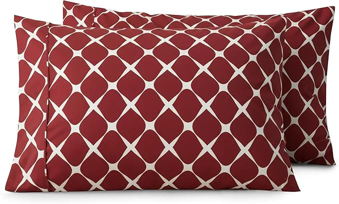 Unique Elegant Comfort Luxury Ultra-Soft 2-Piece Pillowcase Set – 1500 Premium Hotel Quality Microfiber Double Brushed – Wrinkle Resistant Bloomingdale Burgundy Standard Queen Size Carefully Designed