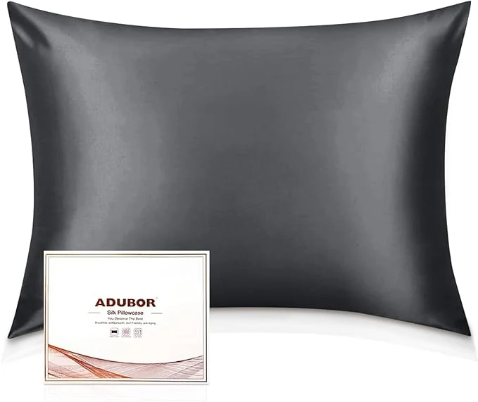 Versatile Adubor Silk Pillowcase – Mulberry Silk Pillow Cases 22 Momme 6A Grade Fibers Silk Pillow Case for Hair and Skin Health with Hidden Zipper Standard 20 39 39 ×26 39 39 Space Gray 1PC Artisan