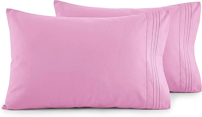 Enhanced Elegant Comfort Luxury Ultra-Soft 2-Piece Pillowcase Set – 1500 Premium Hotel Quality Microfiber Double Brushed – Wrinkle Resistant King Size Light Pink Functional