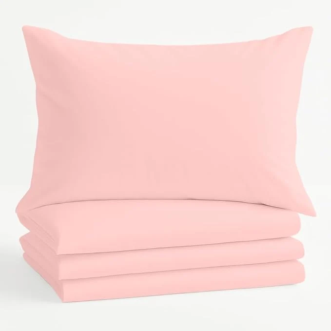 Efficient Comfort Beddings King Pillowcases Set of 4 – Organic Cotton 600 Thread Count Sateen Soft amp Comfy Pillow Covers with Envelope Closure Blush King Size 20 x 40 Inches Refined