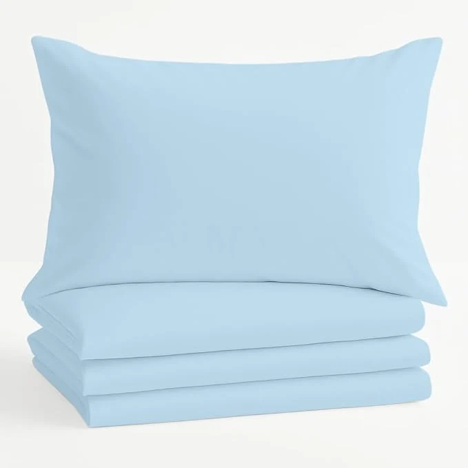 Genuine Comfort Beddings King Pillowcases Set of 4 – Organic Cotton 600 Thread Count Sateen Soft amp Comfy Pillow Covers with Envelope Closure Light Blue King Size 20 x 36 Inches Versatile