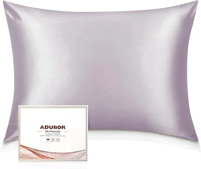 Exclusive Adubor Silk Pillowcase – Mulberry Silk Pillow Cases 23 Momme 6A Grade Fibers Silk Pillow Case for Hair and Skin Health with Hidden Zipper Queen 20 39 39 x30 39 39 Grayish Purple 1PC Recyclable