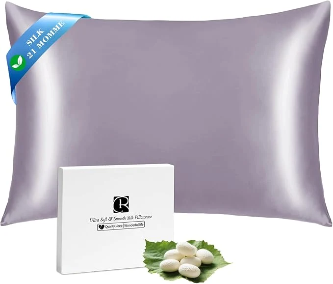 Optimized Ravmix Silk Pillow Cases with Zipper 21momme Mulberry Silk Pillowcase for Hair Skin Health Soft Smooth Breathable Cool Pillow Cover for Beauty Sleep with Gift Box 1PC Standard 20 quot x26 quot Lilac Crafted