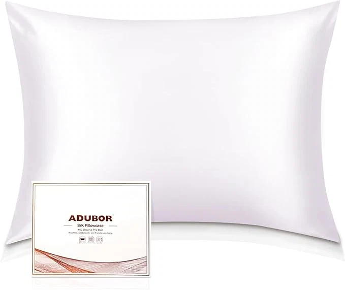 Refined Adubor Silk Pillowcase – Mulberry Silk Pillow Cases 22 Momme 6A Grade Fibers Silk Pillow Case for Hair and Skin Health with Hidden Zipper Standard 20 39 39 ×26 39 39 White 1PC Proven