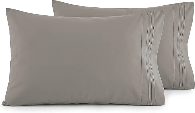 Certified Elegant Comfort Luxury Ultra-Soft 2-Piece Pillowcase Set – 1500 Premium Hotel Quality Microfiber Double Brushed – Wrinkle Resistant King Grey Casual