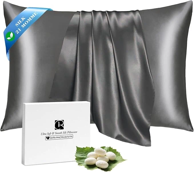 Responsible Ravmix Silk Pillow Cases with Zipper 21momme Mulberry Silk Pillowcase for Hair Skin Health Soft Smooth Breathable Cool Pillow Cover for Beauty Sleep with Gift Box 1PC Queen 20 quot x30 quot Space Grey Practical