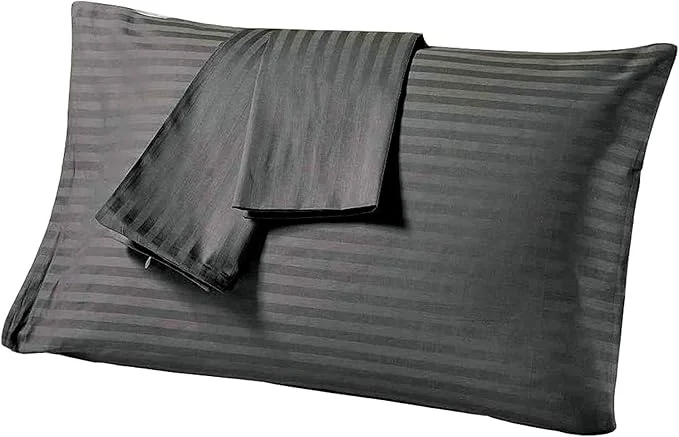 Comfort Beddings King Pillowcases Set of 4 – Organic Cotton 600 Thread Count Sateen Soft amp Comfy Pillow Covers with Envelope Closure Grey Stripe King Size 20 x 40 Inches Flexible
